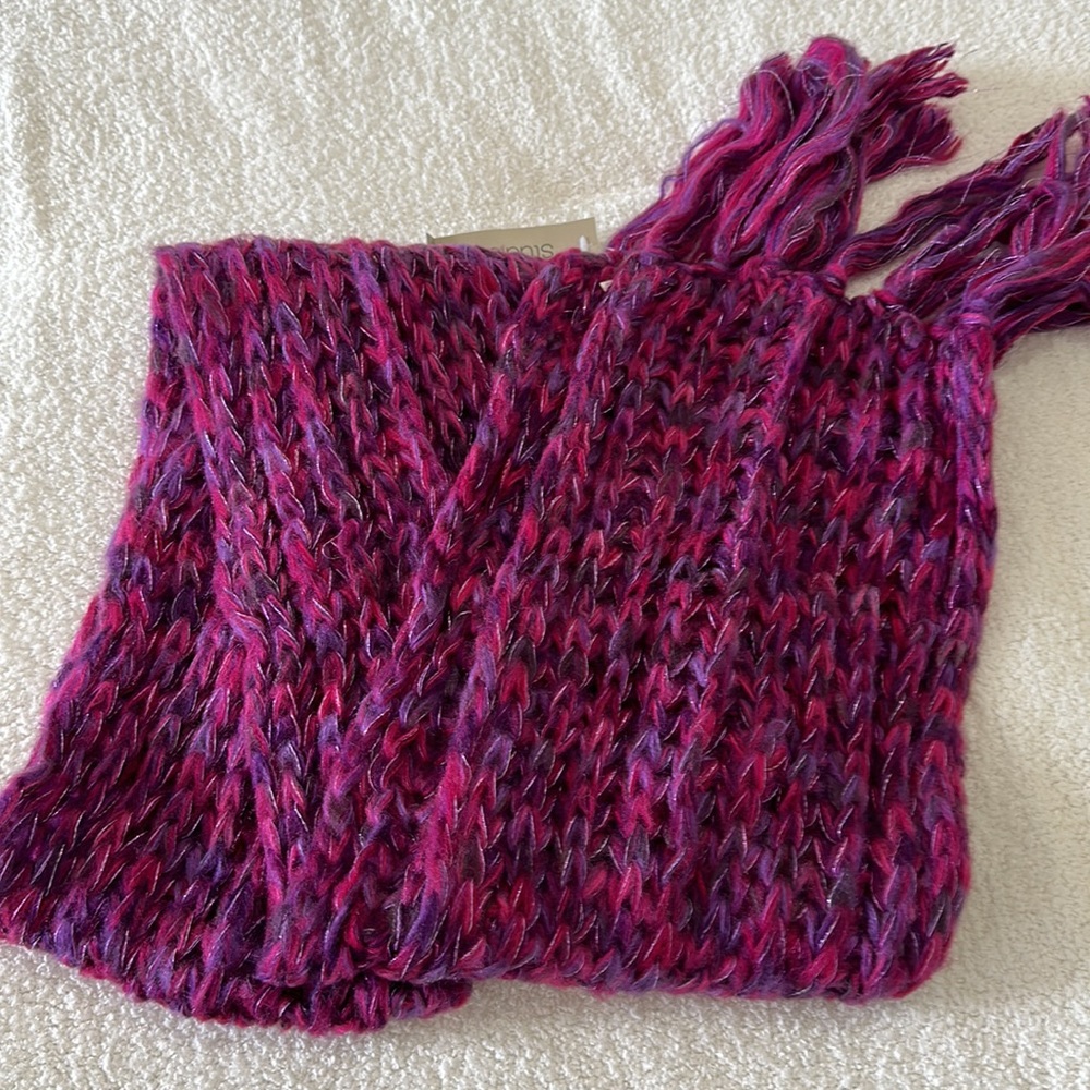 Studios Women’s Scarf Cold Weather Cable Lurex Mix Acrylic Purple